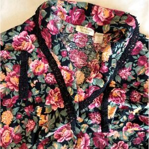 Victorias Secret Vintage Gold Label Cotton Bath Robe Floral Romantic M/L Crochet